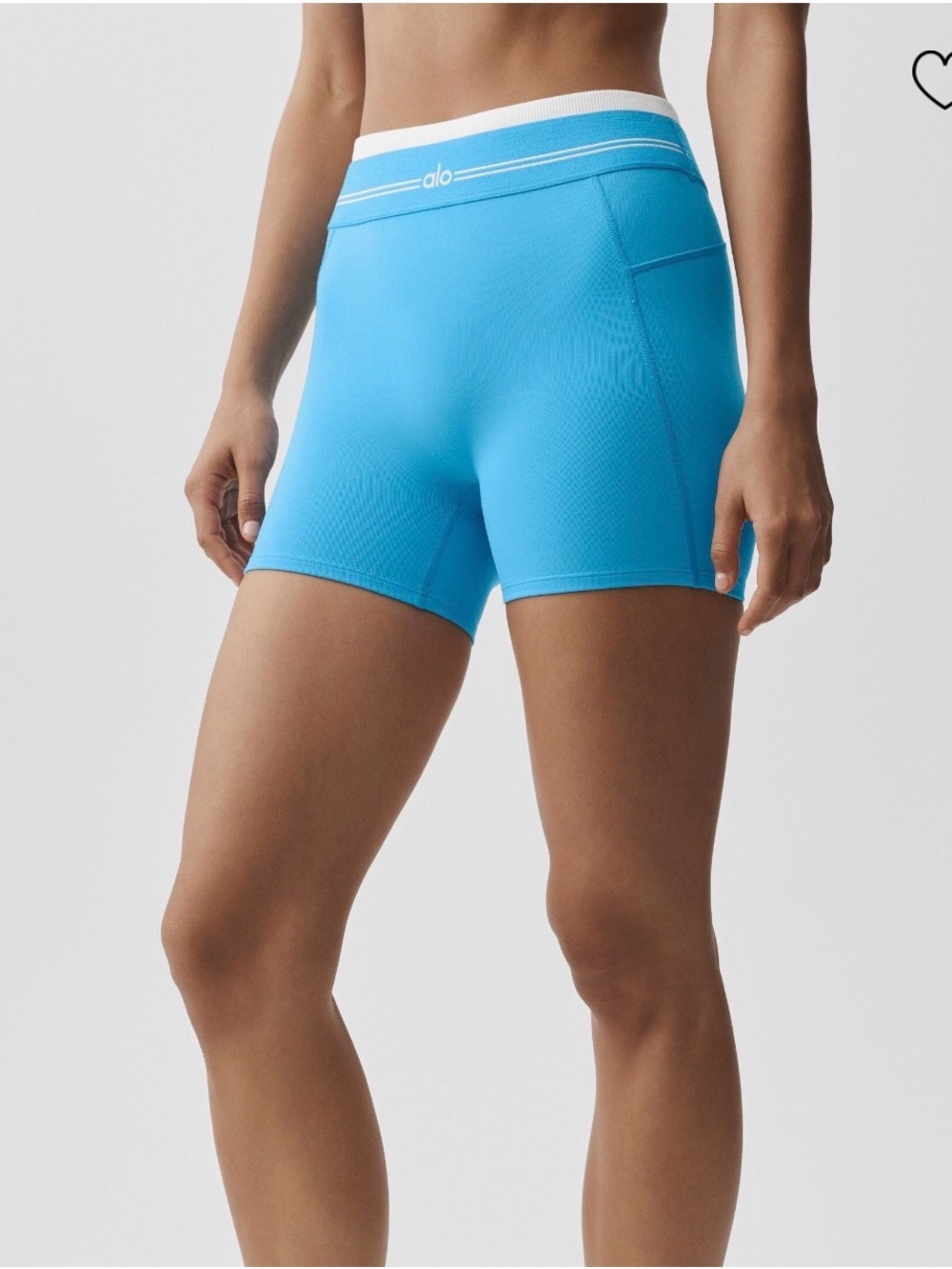 ALO Yoga airbrush high waist better together shorts in azure blue/white
